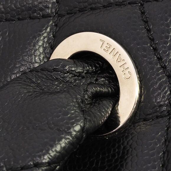 Authentic CHANEL CC Logo Caviar Quilted Duffle Travel Bag Boston Bag Bowler - Picture 5 of 12